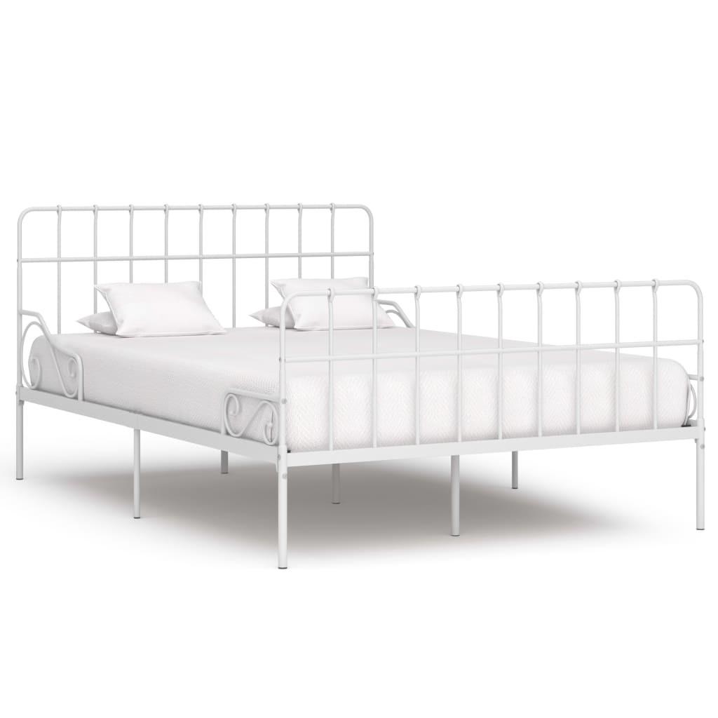 Sengestel med lamelbund 140 x 200 cm metal hvid