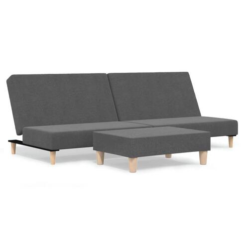 2-personers sovesofa med fodskammel stof lysegrå