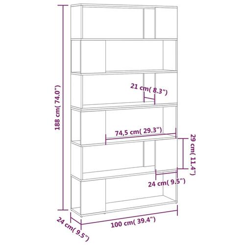 Bogskab/rumdeler 100x24x188 cm sonoma-eg