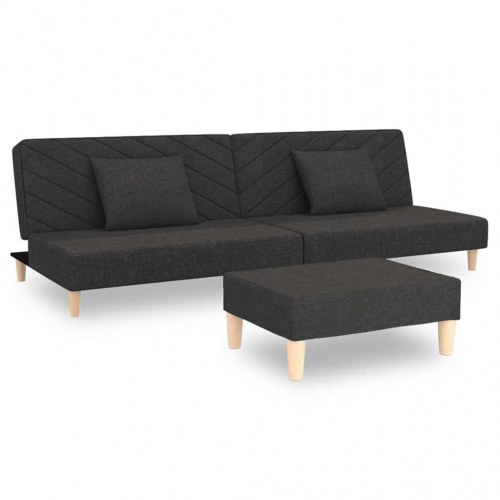 2-personers sovesofa med 2 puder og fodskammel stof mørkegrå