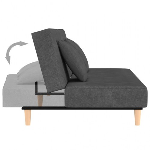 2-personers sovesofa med 2 puder og fodskammel stof mørkegrå