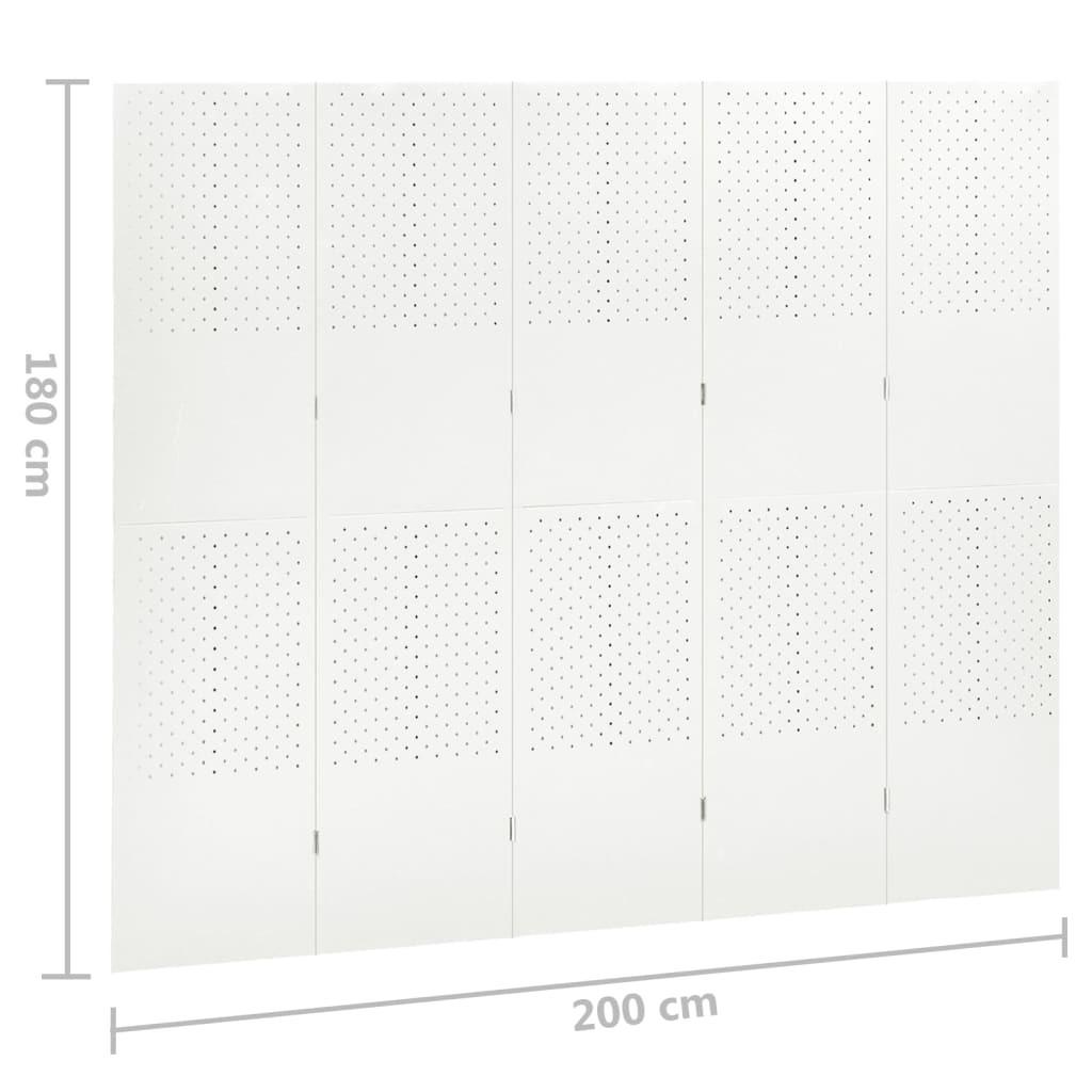 5-panels rumdeler 2 stk. 200x180 cm stål hvid