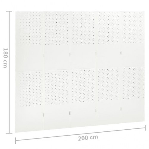 5-panels rumdeler 2 stk. 200x180 cm stål hvid