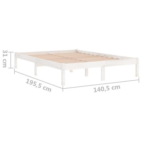 Sengeramme 135x190 cm dobbelt massivt fyrretræ hvid