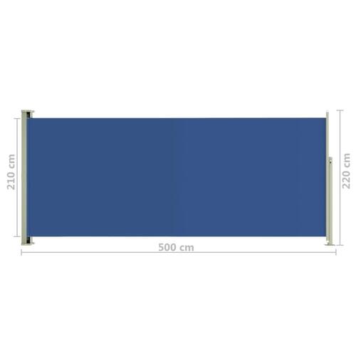 Sammenrullelig sidemarkise til terrassen 220x500 cm blå