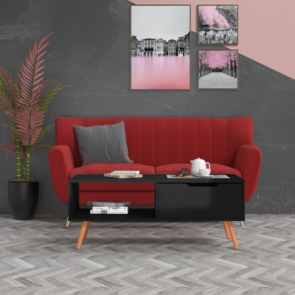 Sofabord 100X49,5X43 Cm Konstrueret Træ - Sort højglans