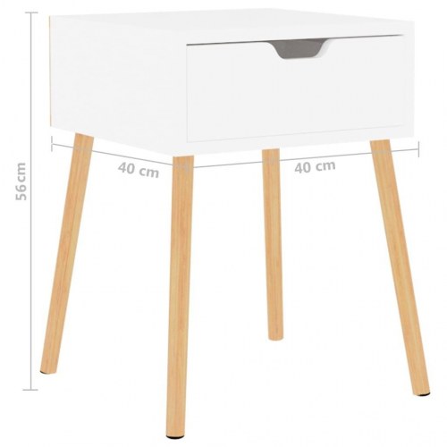 Sengebord 40x40x56 cm konstrueret træ hvid
