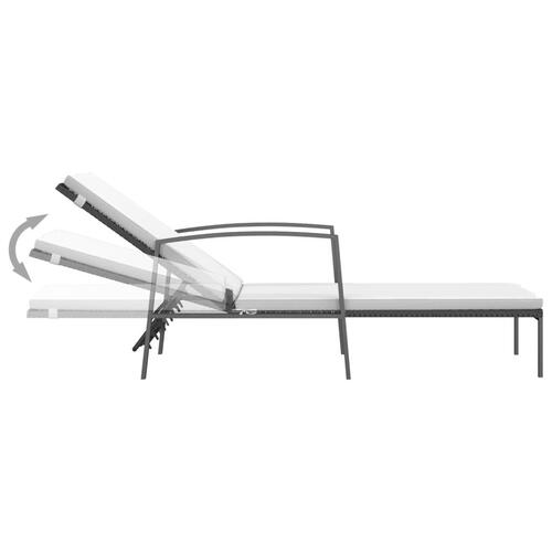 Liggestole 2 stk. med bord polyrattan sort
