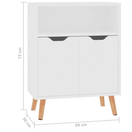 Skænk med opbevaring 60 x 30 x 72 cm i konstrueret træ - hvid