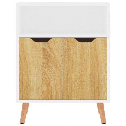 Skænk 60x30x72 cm konstrueret træ hvid og sonoma-eg