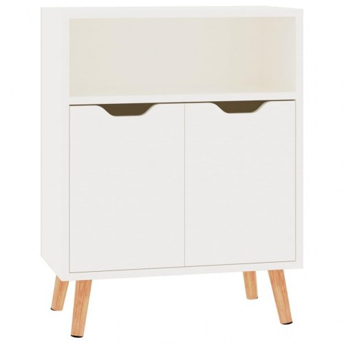 Skænk 60 x 30 x 72 cm i konstrueret træ med 3 rum - hvid højglans