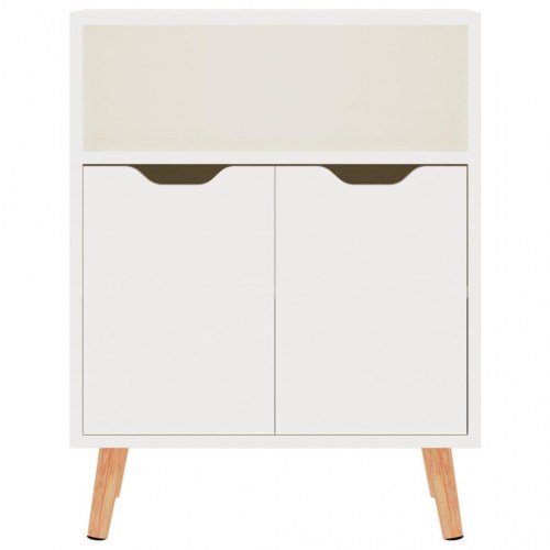 Skænk 60 x 30 x 72 cm i konstrueret træ med 3 rum - hvid højglans