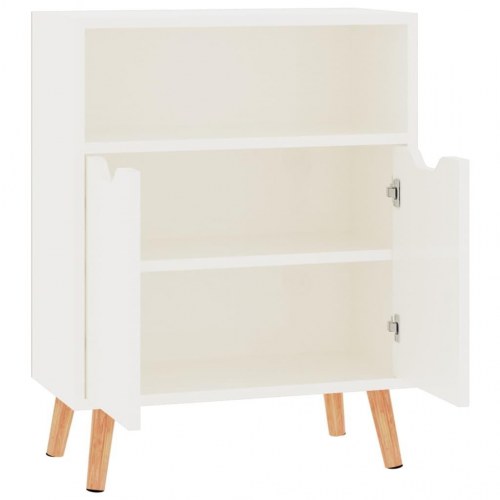 Skænk 60 x 30 x 72 cm i konstrueret træ med 3 rum - hvid højglans