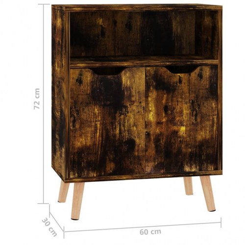 Skænk 60×30×72 cm i konstrueret træ - røget egetræsfarve
