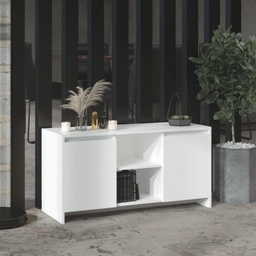 Tv-bord med opbevaring - hvid, 102 × 37,5 × 52,5 cm