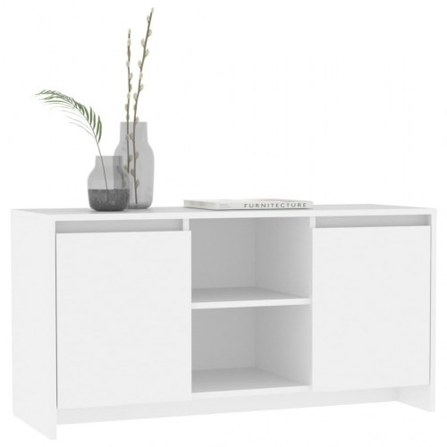 Tv-bord med opbevaring - hvid, 102 × 37,5 × 52,5 cm