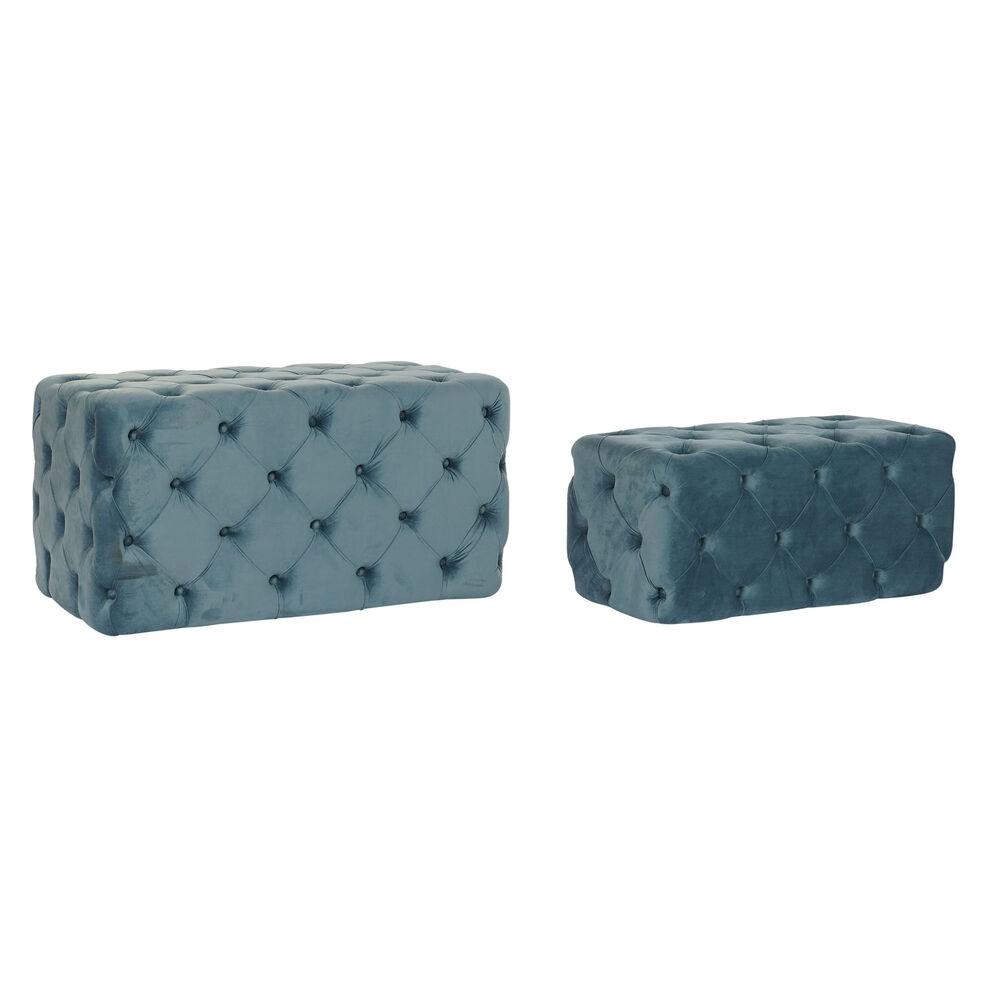 Stol Blå Polyester Fløjl Træ Mdf 88 X 53 X 48 Cm