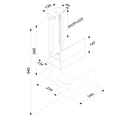 Neomounts CPU-D200BLACK - justerbar CPU-holder under bord, sort