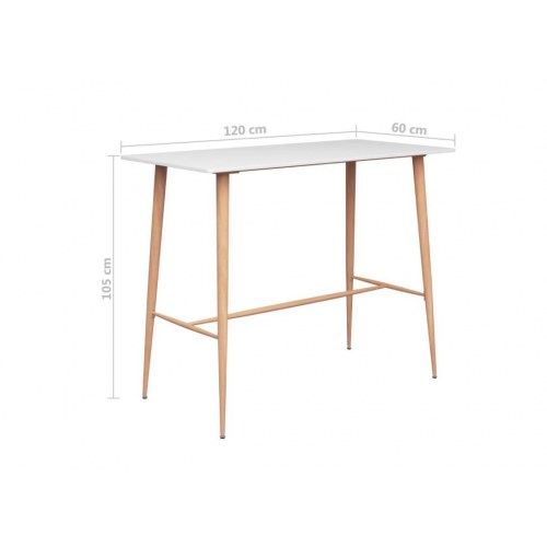 Barbord 120 × 60 × 105 cm - hvid bordplade, metalben i trælook