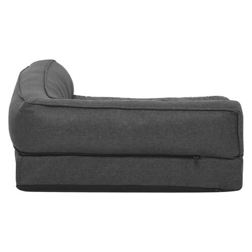 Ergonomisk hundeseng 75x53 cm hør-look fleece mørkegrå
