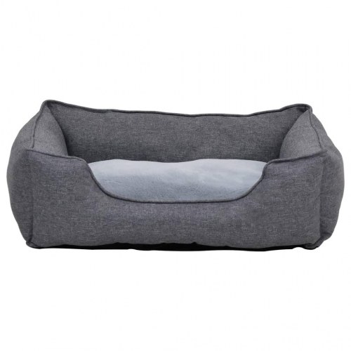 Hundekurv 65x50x20 cm hør-look fleece grå