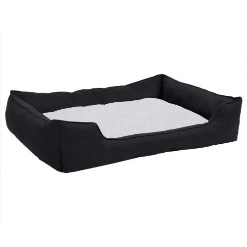 Hundekurv 65x50x20 cm hør-look fleece sort og hvid