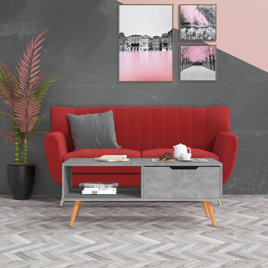 Sofabord 100X49,5X43 Cm Konstrueret Træ - Betongrå