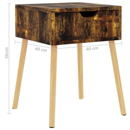 Sengebord 40×40×56 cm i konstrueret træ - røget egetræsfarve
