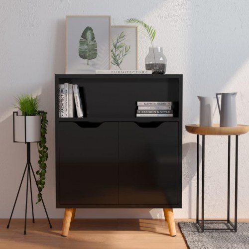 Skænk 60×30×72 cm i konstrueret træ - sort højglans