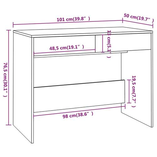 Skrivebord 101x50x76,5 cm spånplade hvid