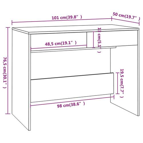 Skrivebord 101x50x76,5 cm spånplade sort