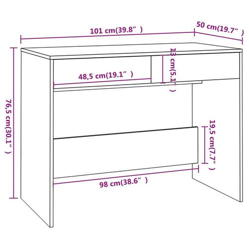 Skrivebord 101x50x76,5 cm spånplade sonoma-eg