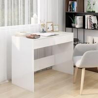 Skrivebord 101x50x76,5 cm spånplade hvid højglans