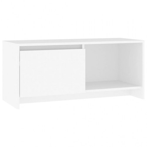 Tv-bord 90 × 35 × 40 cm i hvidt konstrueret træ - lavt tv-møbel med låge