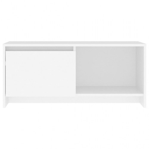 Tv-bord 90 × 35 × 40 cm i hvidt konstrueret træ - lavt tv-møbel med låge