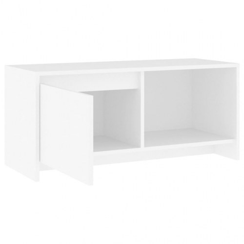 Tv-bord 90 × 35 × 40 cm i hvidt konstrueret træ - lavt tv-møbel med låge