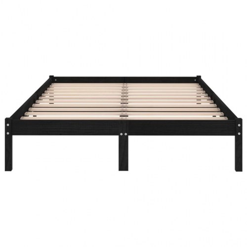 Sengeramme 140 x 190 cm i massivt fyrretræ - sort