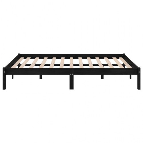 Sengeramme 140 x 190 cm i massivt fyrretræ - sort