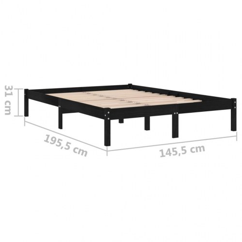 Sengeramme 140 x 190 cm i massivt fyrretræ - sort