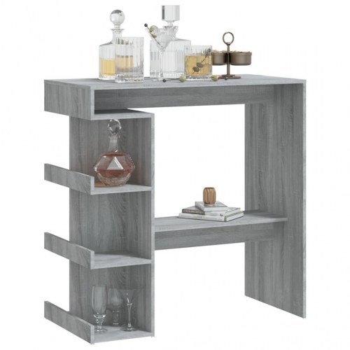 Barbord med opbevaringsstativ 100x50x101,5 cm grå sonoma-eg