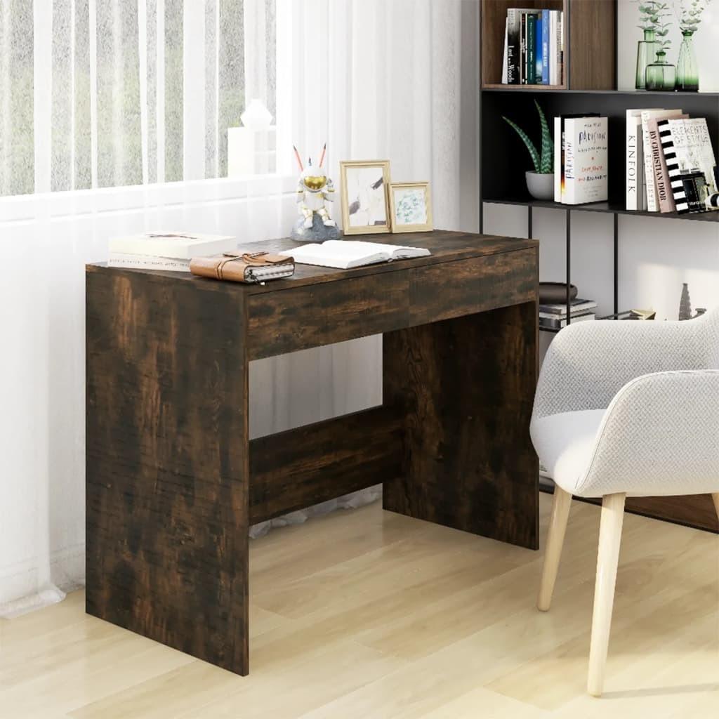 Skrivebord 101x50x76,5 cm konstrueret træ røget egetræsfarve