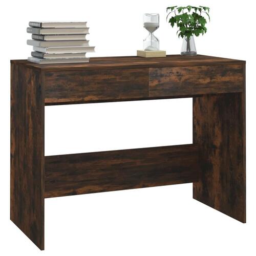 Skrivebord 101x50x76,5 cm konstrueret træ røget egetræsfarve