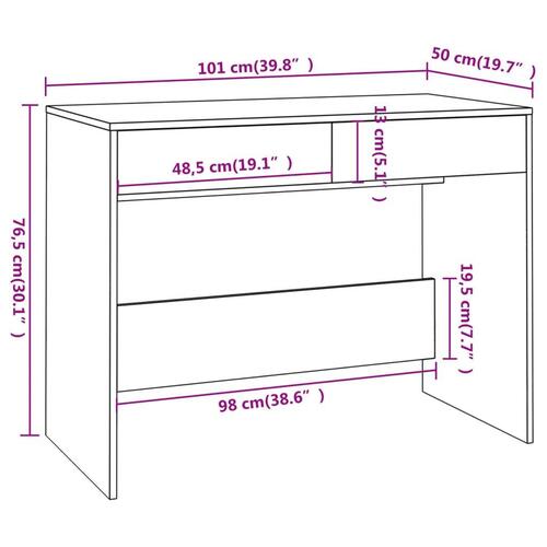 Skrivebord 101x50x76,5 cm konstrueret træ røget egetræsfarve