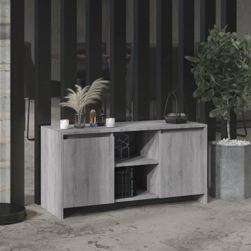 Tv-bord med skydelåger - 102 × 37,5 × 52,5 cm, grå sonoma-eg