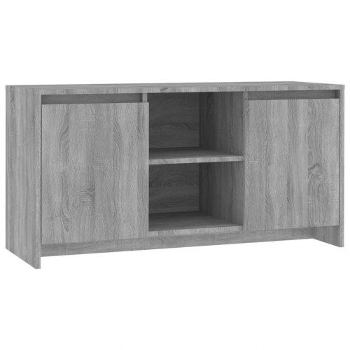 Tv-bord med skydelåger - 102 × 37,5 × 52,5 cm, grå sonoma-eg