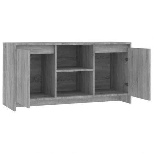 Tv-bord med skydelåger - 102 × 37,5 × 52,5 cm, grå sonoma-eg