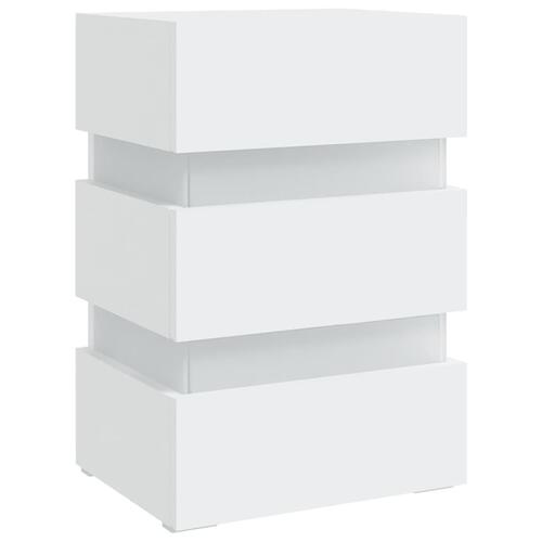 Sengebord med LED 45x35x67 cm konstrueret træ hvid
