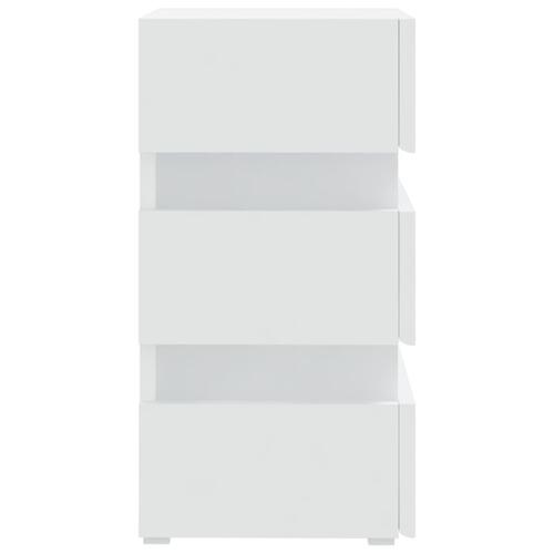 Sengebord med LED 45x35x67 cm konstrueret træ hvid