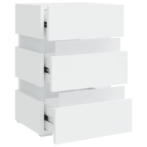 Sengebord med LED 45x35x67 cm konstrueret træ hvid