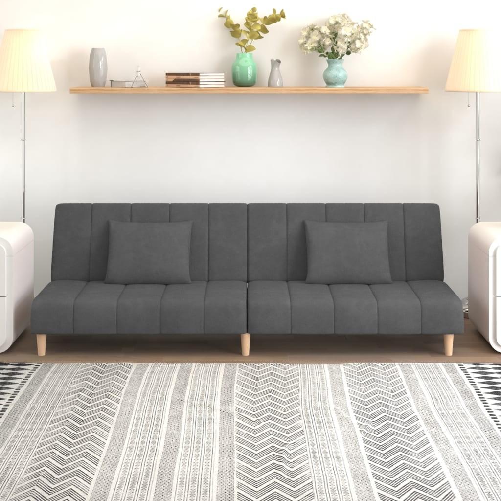 2-personers sovesofa fløjl mørkegrå